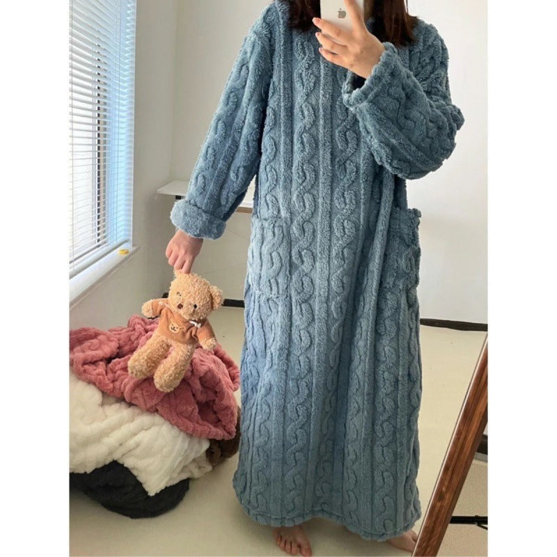 Women's Coral Fleece Thermal Long Nightgown