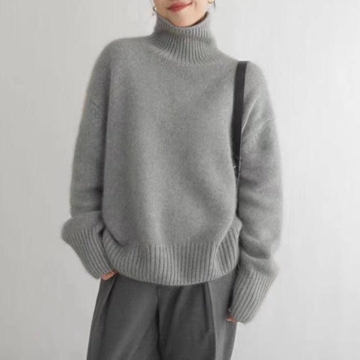 Chic Lune™ Menea | Pull minimaliste à col roulé en laine épaisse