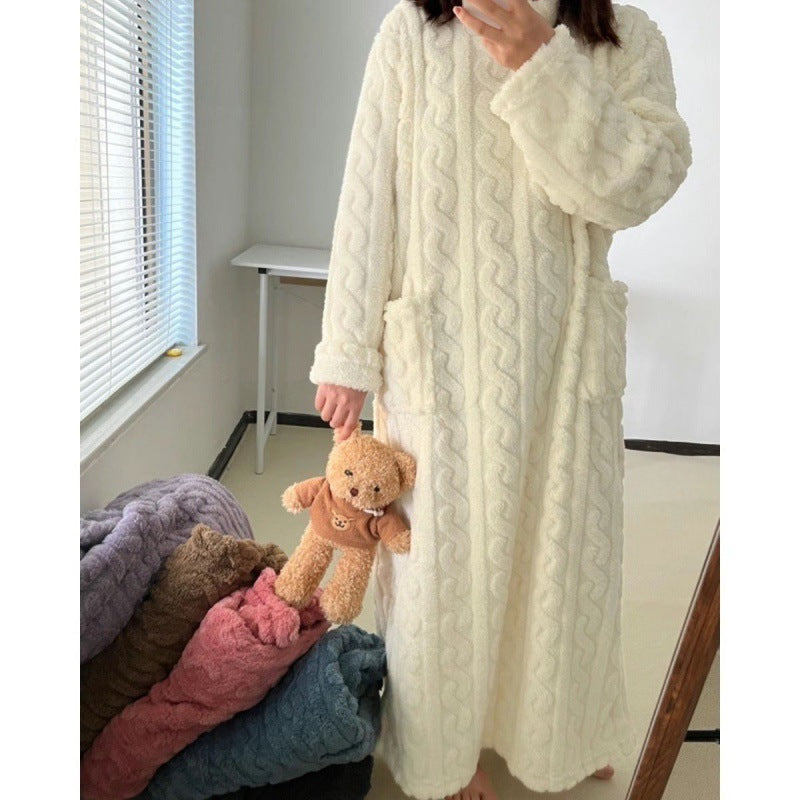 Women's Coral Fleece Thermal Long Nightgown