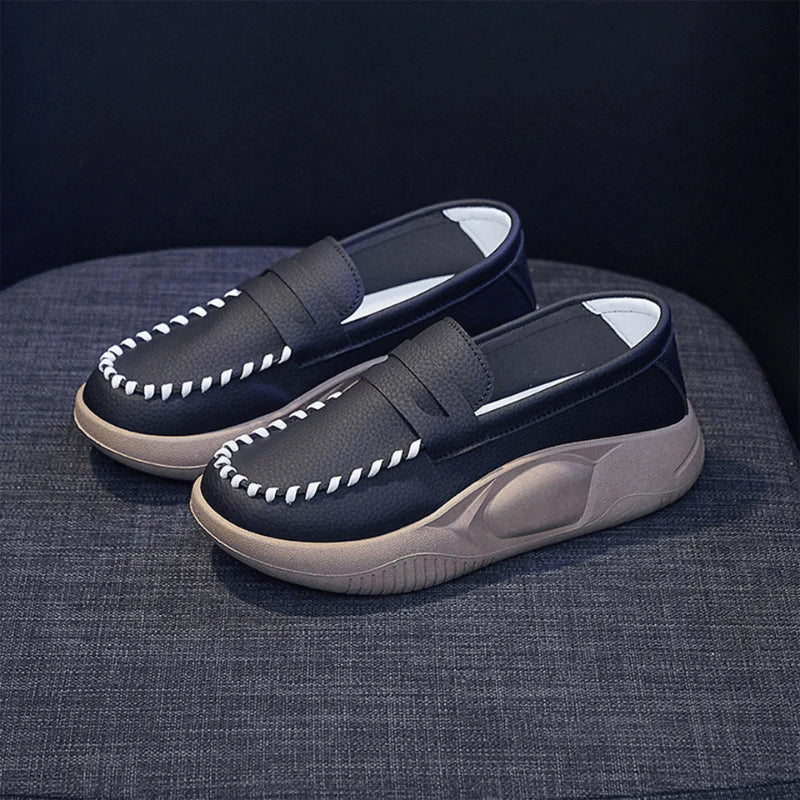 Chic Lune™ Lea | Mocassin en cuir à fond souple rétro