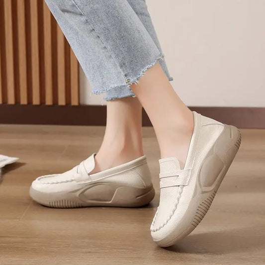 Chic Lune™ Lea | Mocassin en cuir à fond souple rétro