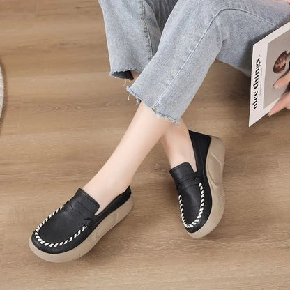 Chic Lune™ Lea | Mocassin en cuir à fond souple rétro