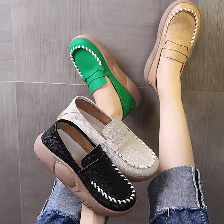 Chic Lune™ Lea | Mocassin en cuir à fond souple rétro