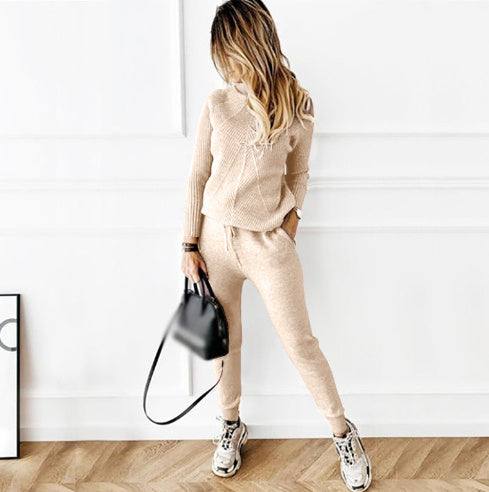 Autumn Winter Tracksuit Solid Color Striped