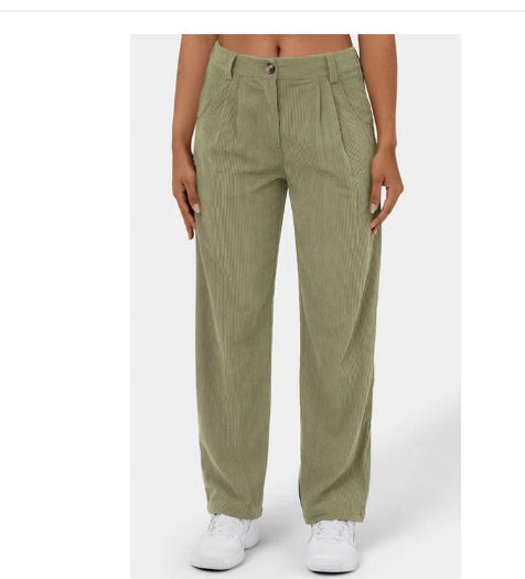 New Women's High Waist Pure Color Corduroy Casual Pants